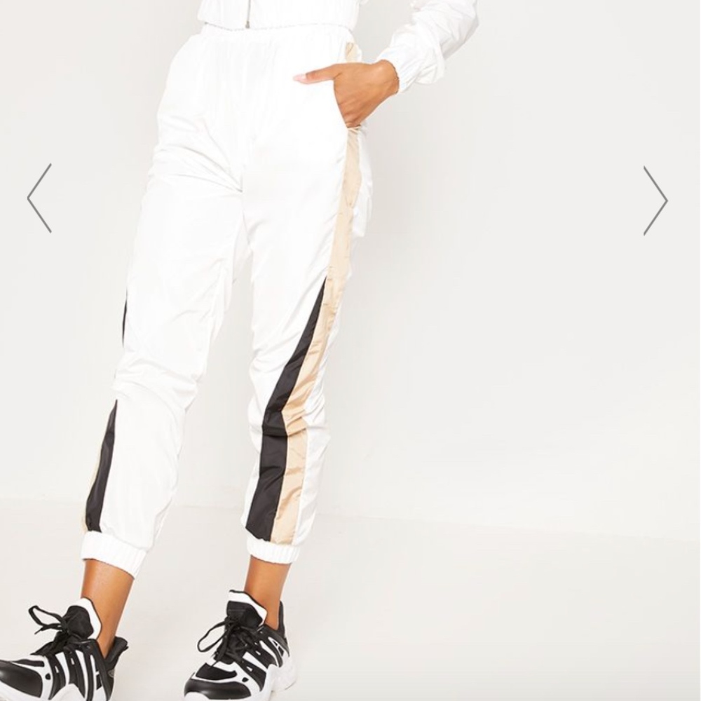 White Stripe Shell Tracksuit Joggers